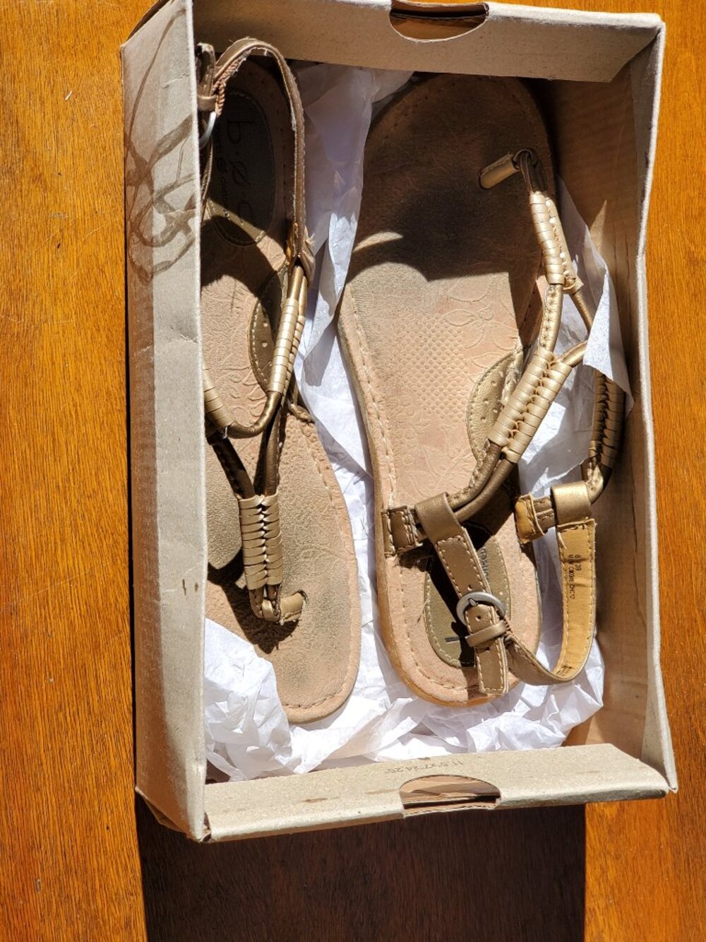 Champagne Gold Born Concept Cersei Thong Sandals, Size 8 - Picture 4 of 5